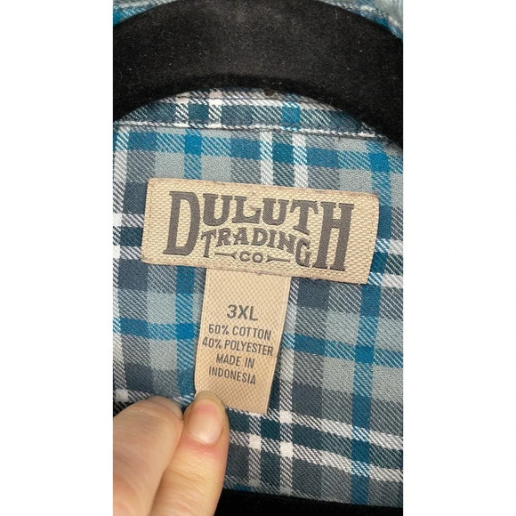 Men's Blue & Gray Duluth Trading Co. Flannel 3XL - Picture 4 of 7